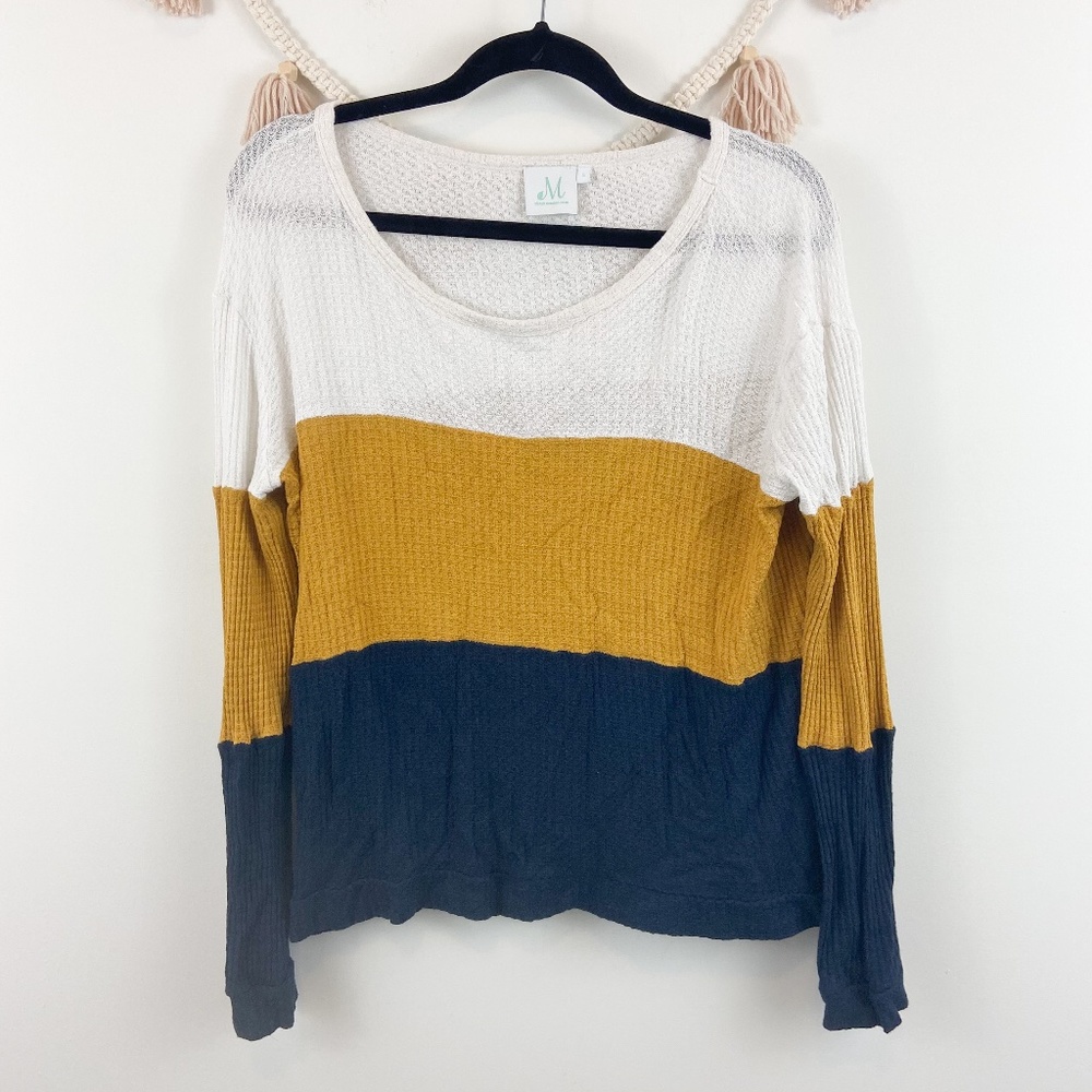 Shop The Mint Color Block Striped Long Sleeve Top